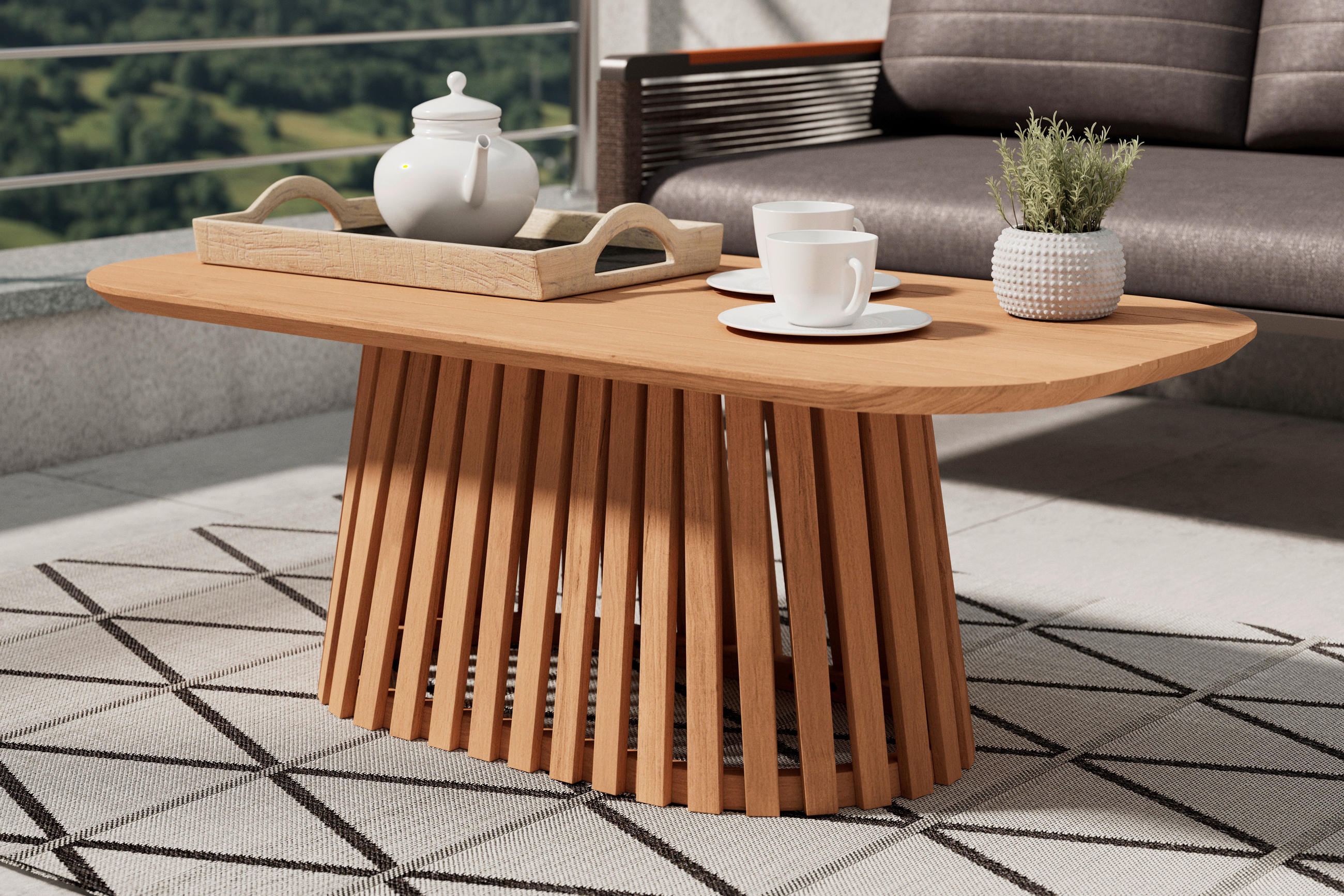 ZAHRADNÍ STOLEK, dřevo, 100/35/50 cm - barvy teak/barvy akácie, Moderní, dřevo (100/35/50cm) - Ambia Garden