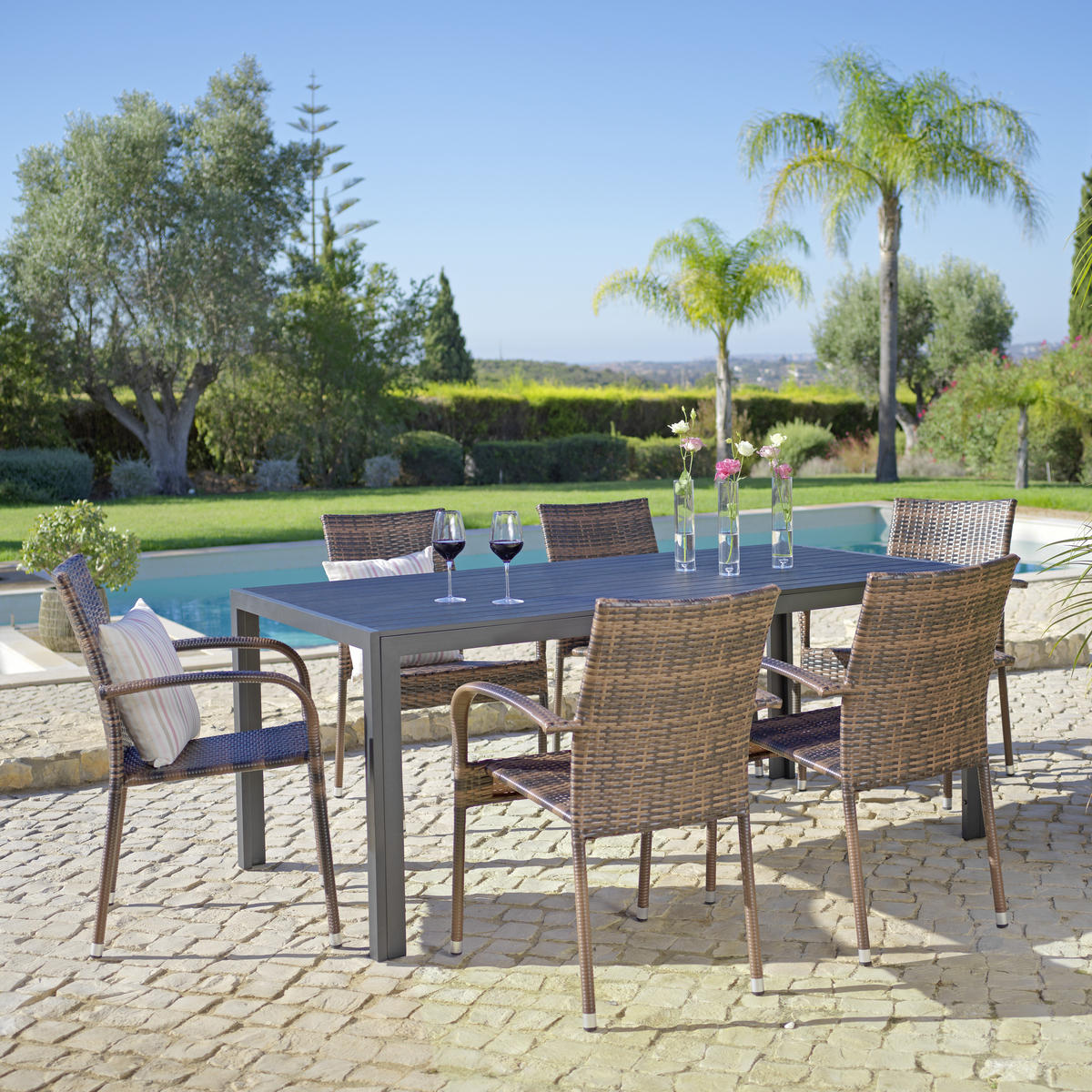 STOLICA VRTNA  sivo-smeđa  metal, plastika      - sivo-smeđa/tamno smeđa, Moderno, metal/plastika (64/87/56cm) - Ambia Garden