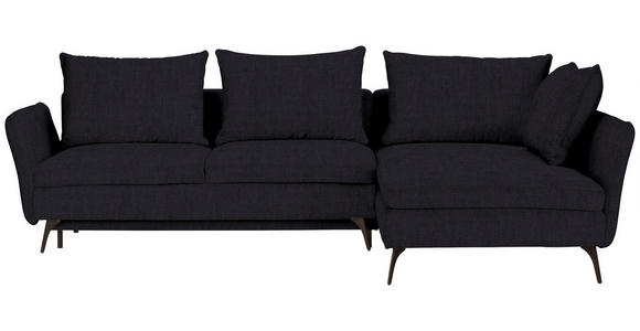 ECKSOFA in Webstoff Schwarz  - Schwarz, Design, Textil/Metall (282/182cm) - Carryhome