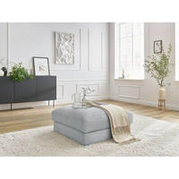 HOCKER LEONARD Cord Hellgrau  - Hellgrau/Schwarz, MODERN, Kunststoff/Textil (86/43/86cm)