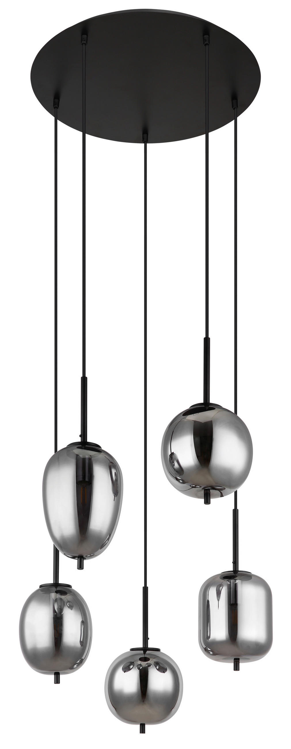 HÄNGELEUCHTE Blacky 57,5/150 cm   - Schwarz, Design, Glas/Metall (57,5/150cm) - Globo