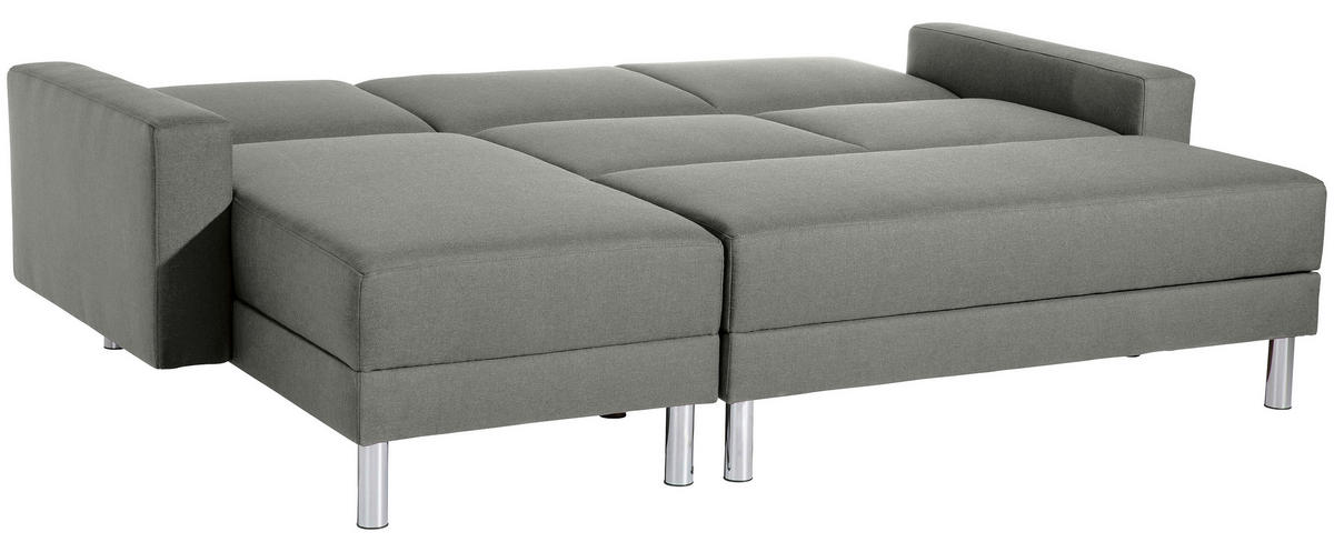 ECKSCHLAFSOFA inkl. Hocker in Hellgrau Textil   - Chromfarben/Hellgrau, Konventionell, Textil/Metall (152/230cm) - Max Winzer