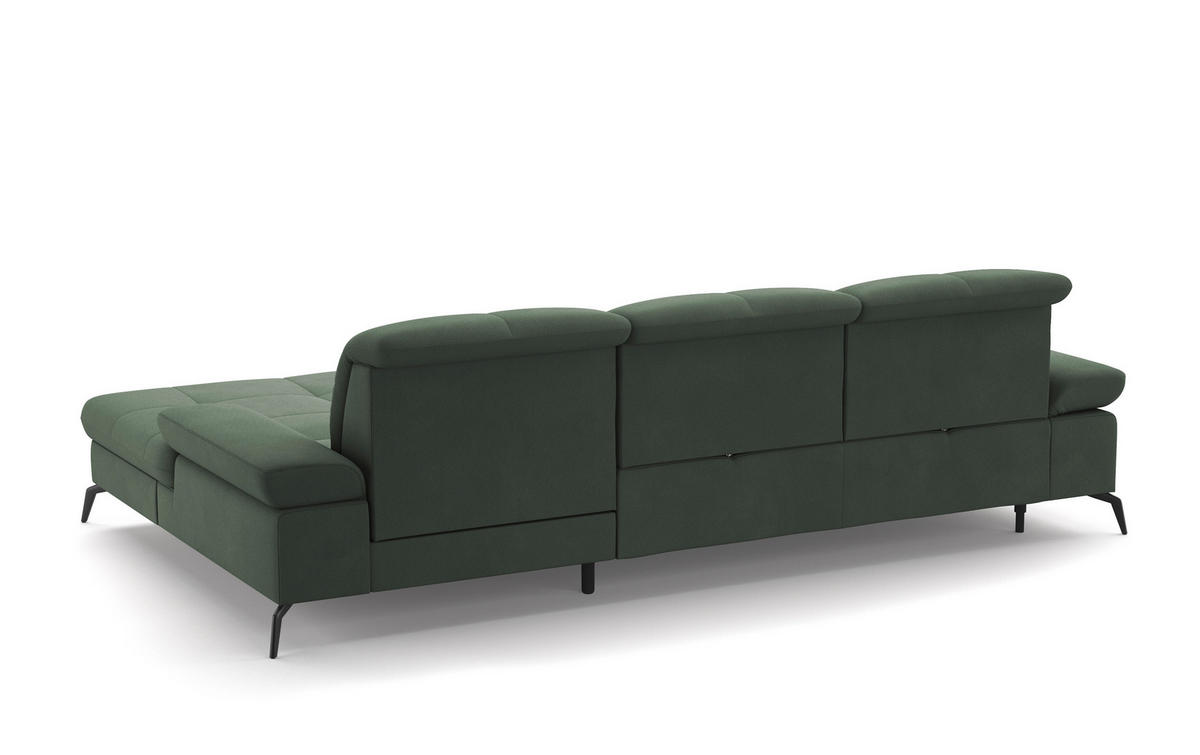 ECKSOFA in Flachgewebe Grün  - Schwarz/Grün, Konventionell, Textil/Metall (279/185cm) - Sit & More
