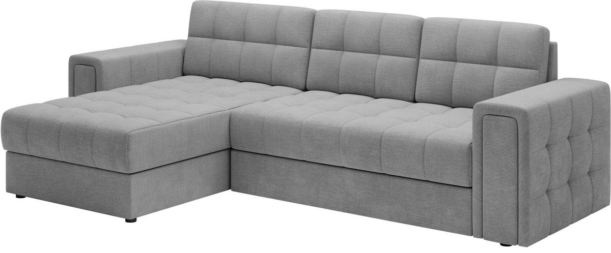 ECKSOFA Samt Hellgrau  - Hellgrau/Schwarz, Design, Kunststoff/Textil (260/150cm) - MID.YOU