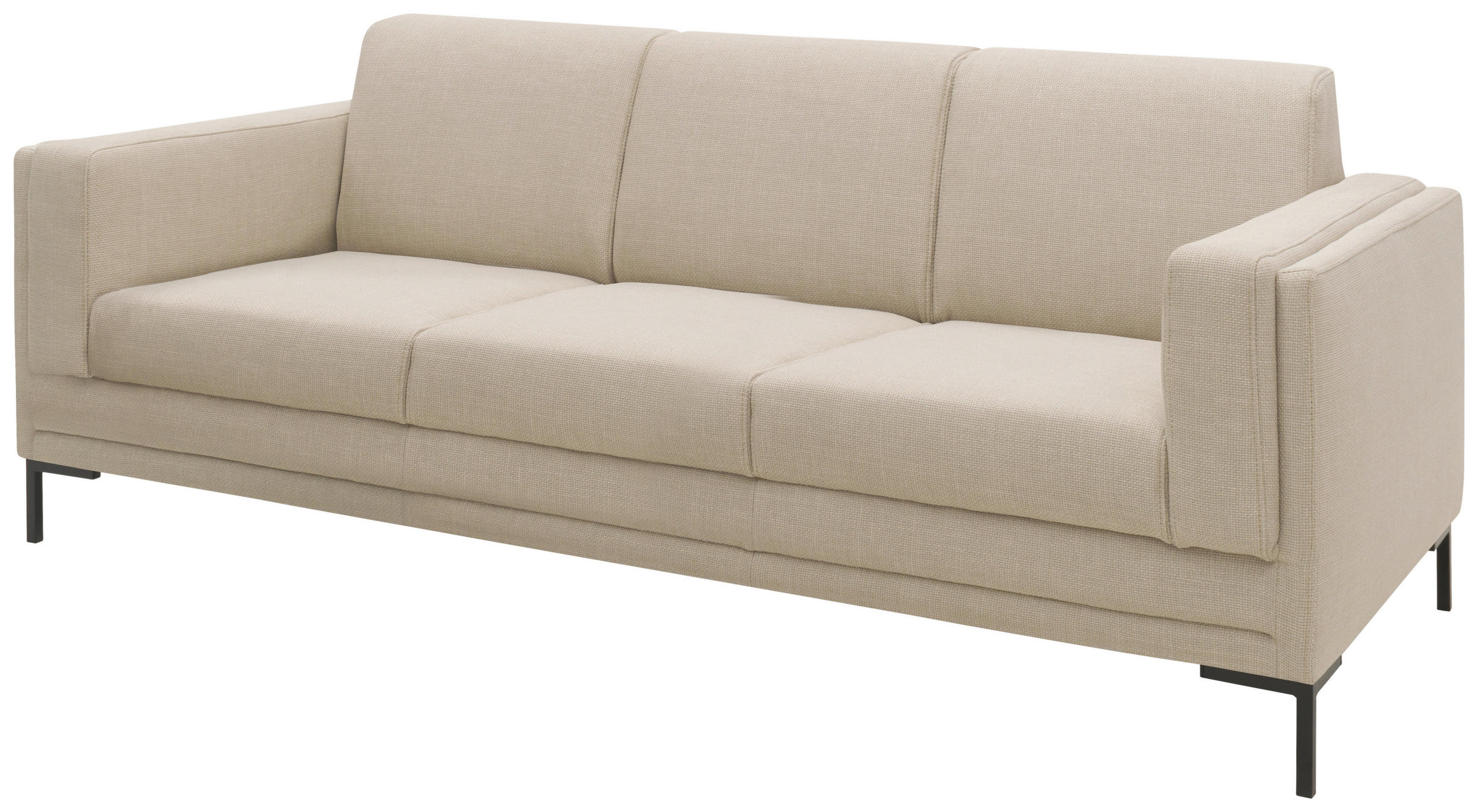 DREISITZER-SOFA Webstoff Beige  - Beige/Silberfarben, Design, Textil/Metall (210/82/90cm) - LOOKS by W.Joop