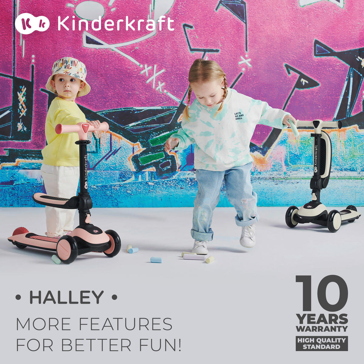 MINI-SCOOTER Halley  - Schwarz/Grün, Basics, Kunststoff/Metall (31/64-77.5/60cm) - Kinderkraft