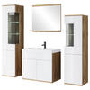 BADEZIMMER 5-teilig  in 120,4 cm  - Weiß Hochglanz/Eiche Wotan, Trend, Glas/Keramik (120,4cm) - P & B