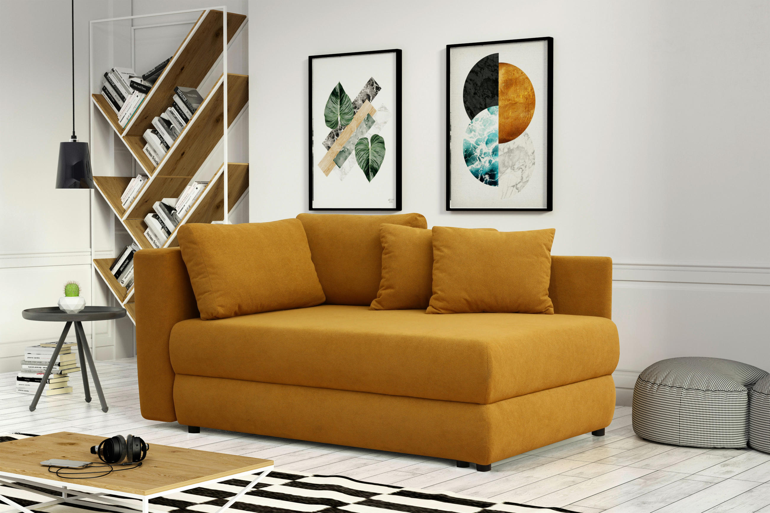 REKAMIÉ textil sötétsárga  - sötétsárga/fekete, Design, műanyag/textil (171/88/93cm) - Cantus
