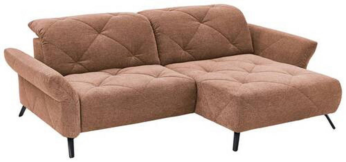 ECKSOFA in Webstoff Kupferfarben  - Schwarz/Kupferfarben, Design, Textil/Metall (244/173cm) - Moderano