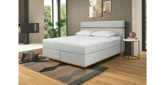 BOXSPRINGBETT 180/200 cm  in Silberfarben  - Eichefarben/Silberfarben, Natur, Holz/Textil (180/200cm) - Linea Natura