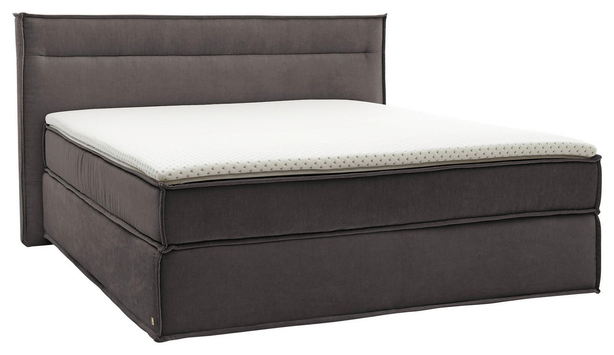 BOXSPRINGBETT 180/200 cm  in Anthrazit  - Anthrazit/Schwarz, Design, Textil (180/200cm) - Musterring