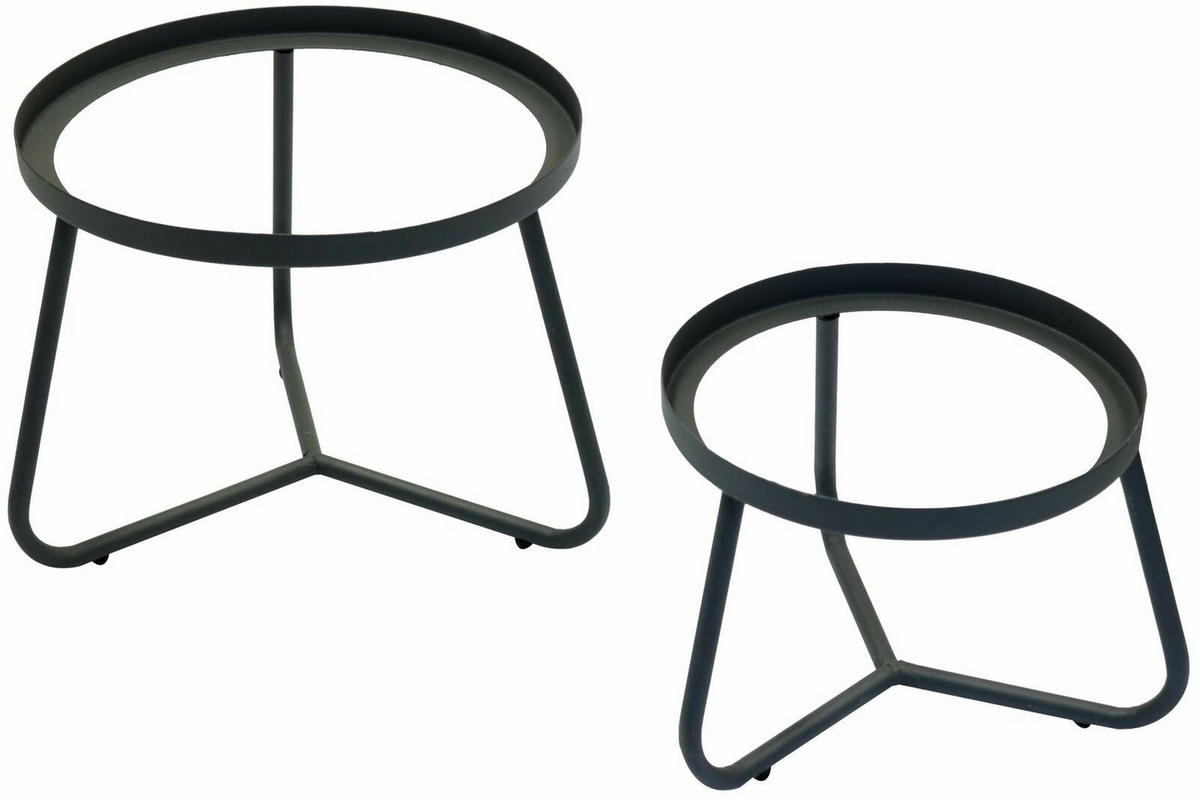 ÜBERTOPF-SET  4-teilig  - Schwarz, Basics, Kunststoff/Metall - Atrigo