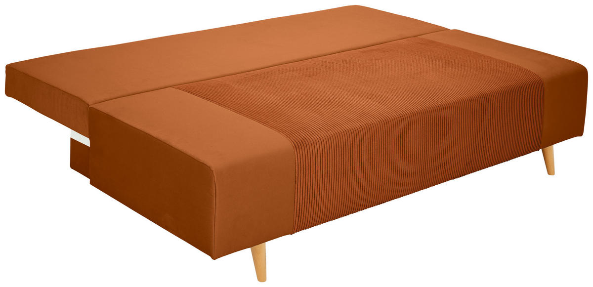 SCHLAFSOFA Cord, Velours Rostfarben  - Rostfarben/Buchefarben, Konventionell, Holz/Textil (191/92/89cm) - MID.YOU