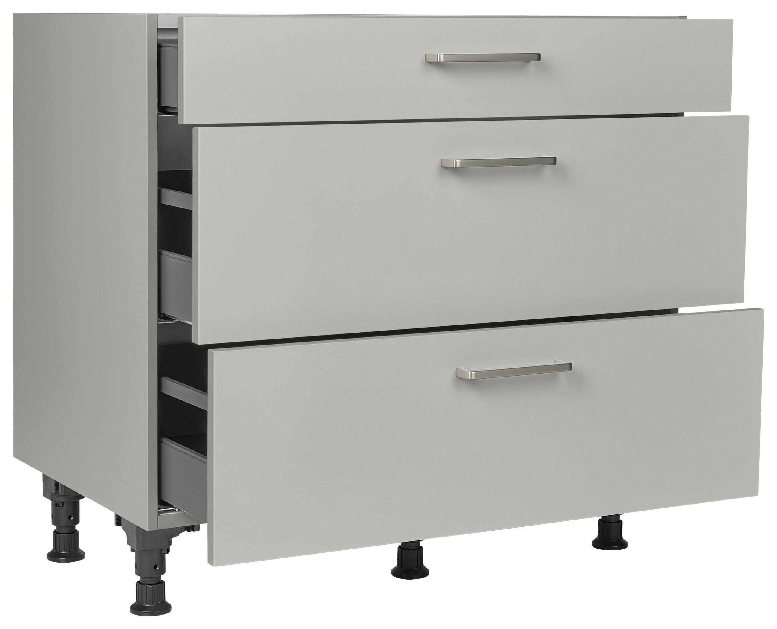 SCHUBKASTENUNTERSCHRANK 90/87/56 cm  in Grau  - Edelstahlfarben/Grau, MODERN, Holzwerkstoff/Metall (90/87/56cm) - Nobilia