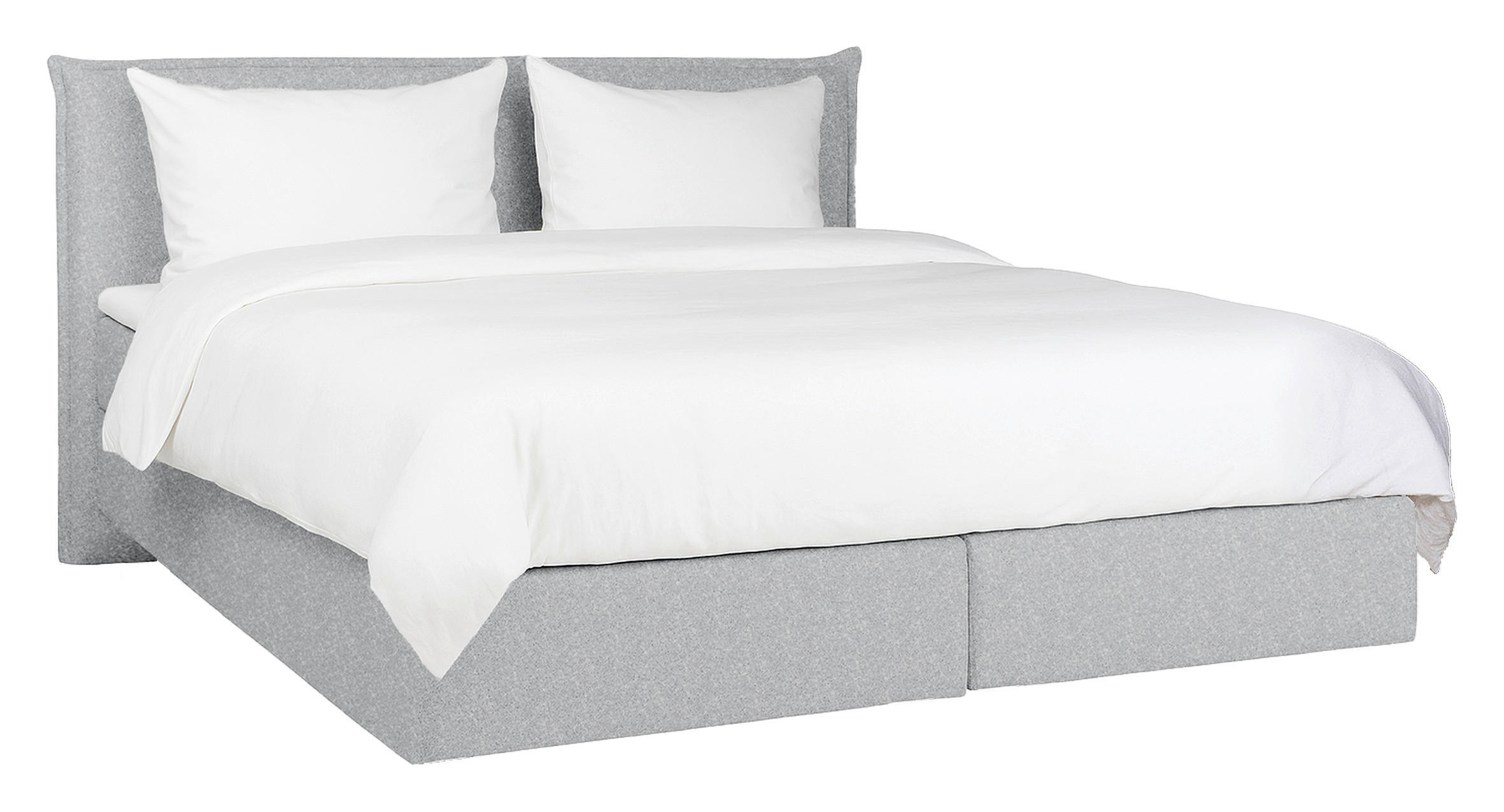 BOXSPRINGBETT 160/200 cm,  in Hellgrau, Matratze, gepolstertes Kopfteil, Topper, H3 + H3 = fest  - Hellgrau/Schwarz, Trend, Textil (160/200cm) - Chameo