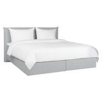 BOXSPRINGBETT 160/200 cm,  in Hellgrau, Matratze, gepolstertes Kopfteil, Topper, H3 + H3 = fest  - Hellgrau/Schwarz, Trend, Textil (160/200cm) - Chameo