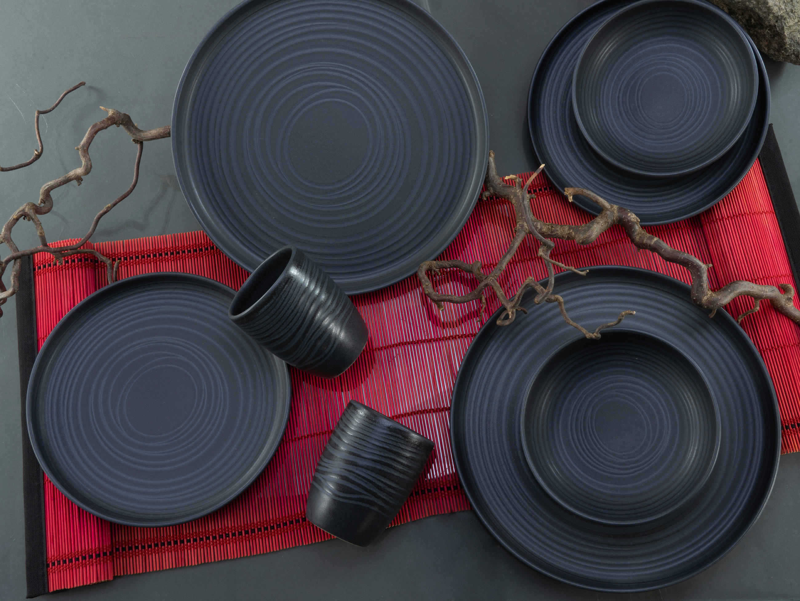 KOMBISERVICE Anthrazit 16-teilig 4 Personen  - Anthrazit, MODERN, Keramik - Creatable