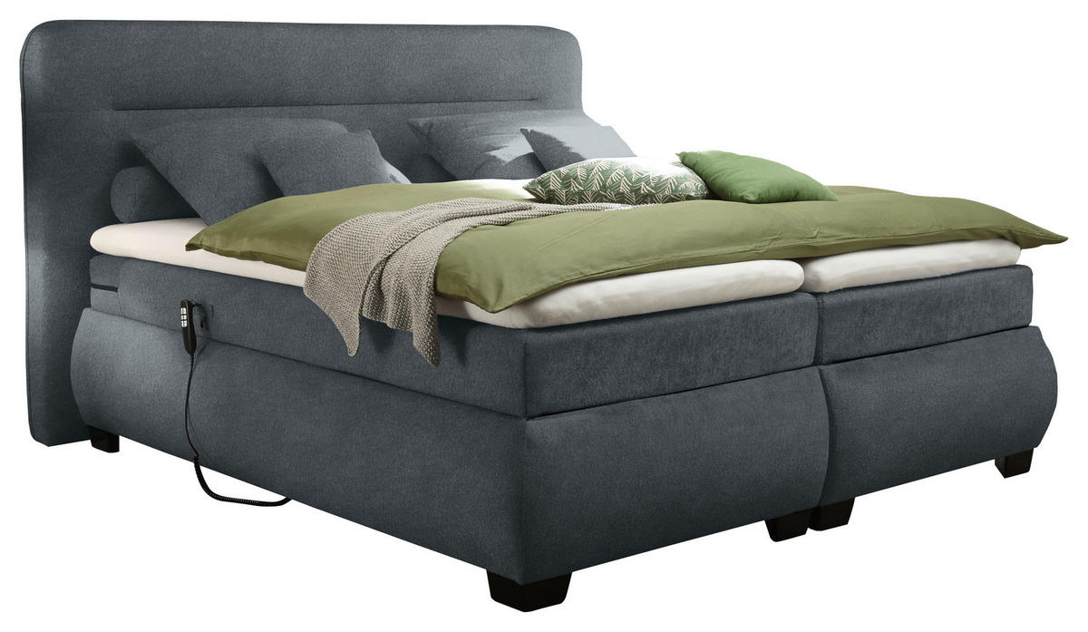 BOXSPRING-ÁGY 180/200 cm  antracit  - fekete/antracit, Konventionell, műanyag/textil (180/200cm) - MID.YOU