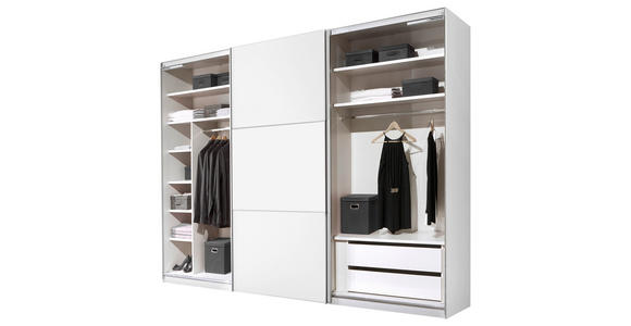 SCHWEBETÜRENSCHRANK 280/222/68 cm 3-türig  - Alufarben/Weiß, Holzwerkstoff/Metall (280/222/68cm) - Moderano