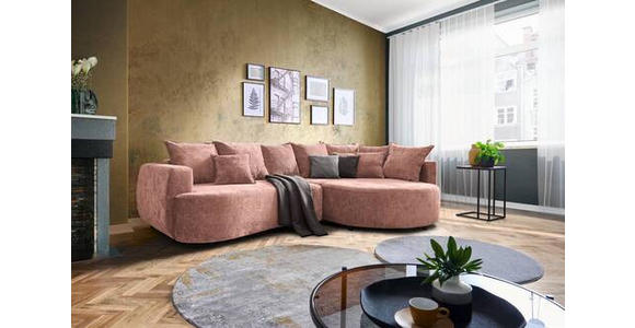 ECKSOFA Rosa Chenille  - Schwarz/Rosa, Design, Kunststoff/Textil (307/194cm) - Carryhome