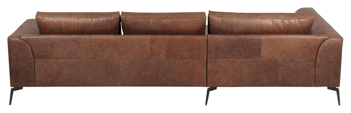 ECKSOFA in Echtleder Braun  172/313 cm  - Schwarz/Braun, Design, Leder/Metall (172/313cm) - Livetastic