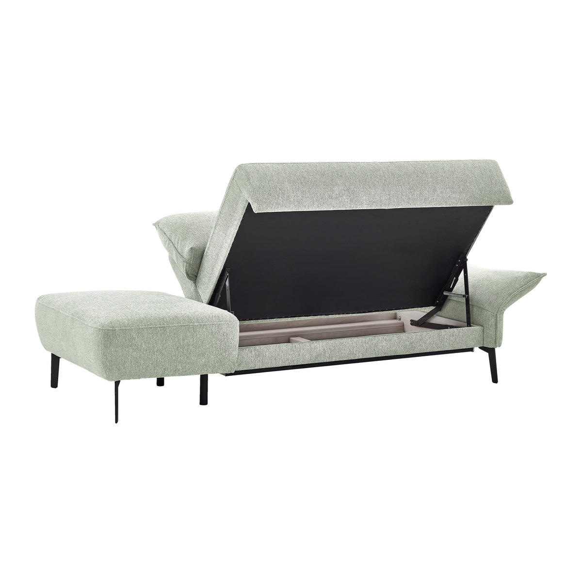 RÉCAMIERE Chenille Greige  - Greige/Schwarz, Konventionell, Textil/Metall (206/90/92cm) - Elegando