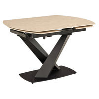 MATBORD i metall, keramik 120-180/90/77 cm   - sandfärgad/svart, Klassisk, metall/keramik (120-180/90/77cm) - Best Price