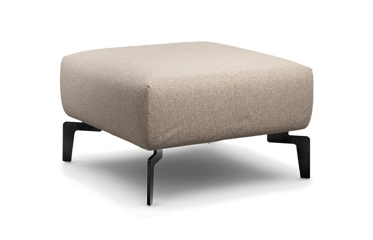 HOCKER Chenille Sandfarben  - Sandfarben/Schwarz, Design, Textil/Metall (70/70/46cm) - SENSOO