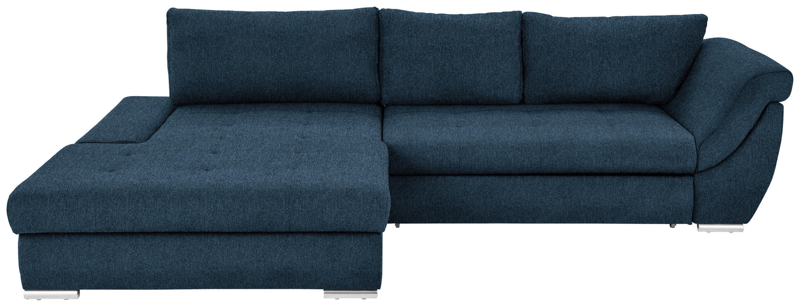 ECKSOFA in Flachgewebe Dunkelblau  - Silberfarben/Dunkelblau, Design, Textil/Metall (174/306cm) - MID.YOU