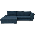 ECKSOFA Dunkelblau Flachgewebe  - Silberfarben/Dunkelblau, Design, Textil/Metall (174/306cm) - Carryhome