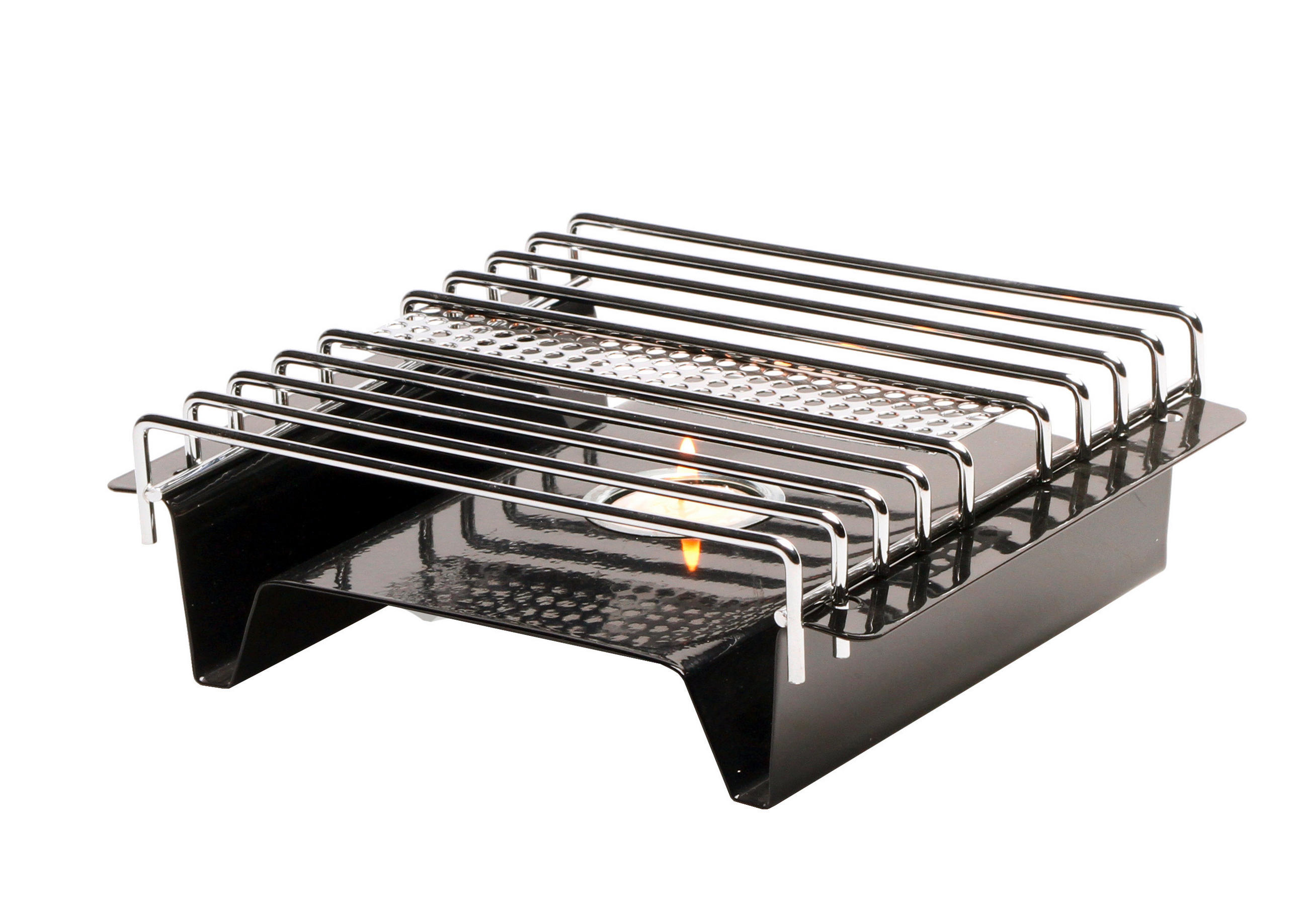 SERVIERPLATTE    - Silberfarben/Schwarz, Basics, Metall (18,5/7/22,5cm)