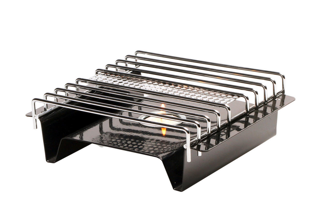 SERVIERPLATTE    - Silberfarben/Schwarz, Basics, Metall (18,5/7/22,5cm)