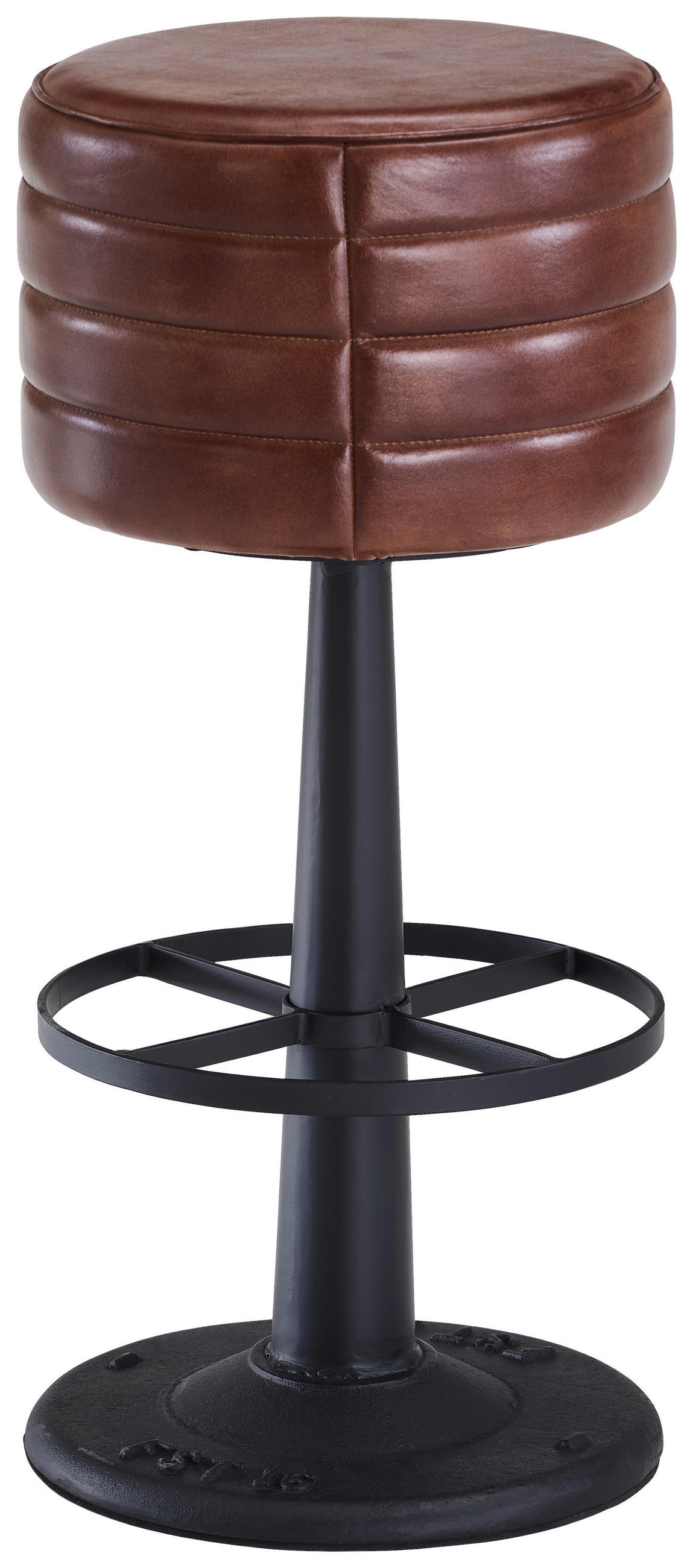 BARHOCKER Echtleder Braun, Schwarz Eisen Lederauswahl  - Schwarz/Braun, LIFESTYLE, Leder/Metall (36/78/36cm) - Landscape