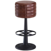 BARHOCKER Echtleder Braun, Schwarz Eisen Lederauswahl  - Schwarz/Braun, LIFESTYLE, Leder/Metall (36/78/36cm) - Landscape
