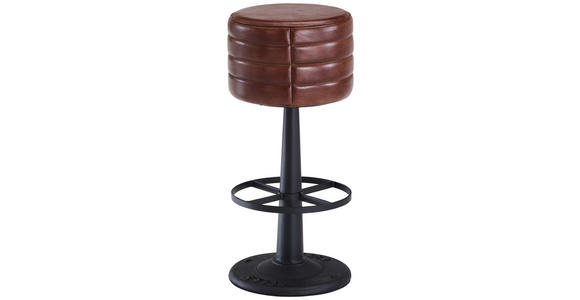 BARHOCKER Echtleder Braun, Schwarz Eisen Lederauswahl  - Schwarz/Braun, LIFESTYLE, Leder/Metall (36/78/36cm) - Landscape