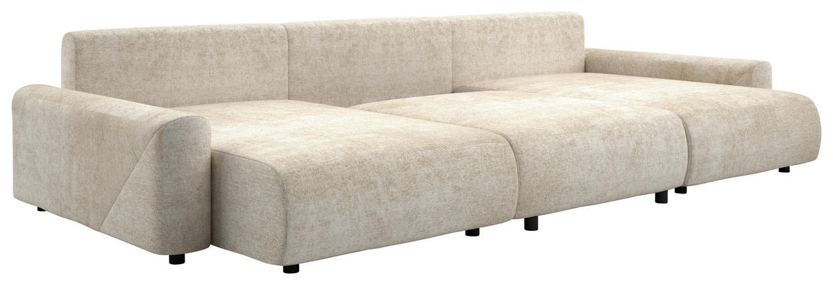 Wohnlandschaft inkl.Funktionen Beige Webstoff  - Beige/Schwarz, MODERN, Kunststoff/Textil (168/337/168cm) - Stylife