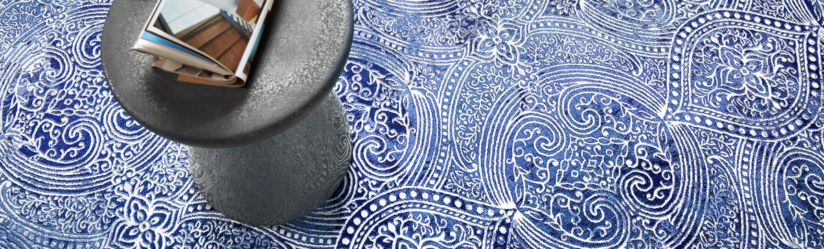 WEBTEPPICH 130/190 cm Grace Blau, Silberfarben  - Blau/Silberfarben, Design, Textil (130/190cm) - WECON HOME