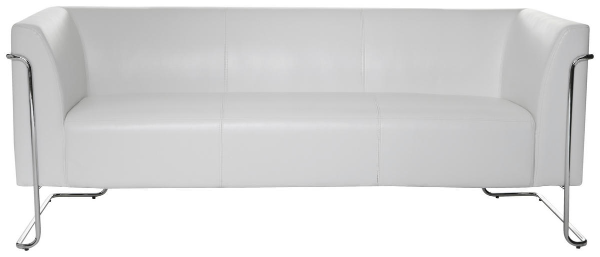 3-SITZER-SOFA Lederlook Weiß  - Silberfarben/Weiß, MODERN, Textil/Metall (179/71/74cm) - MID.YOU
