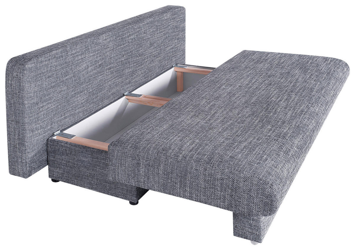 SCHLAFSOFA  mit Liegefunktion, Rücken echt Webstoff Grau  - Chromfarben/Schwarz, Design, Kunststoff/Textil (193/85/86cm) - P & B