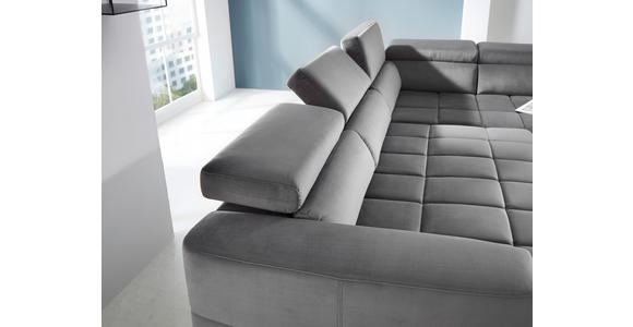 ECKSOFA inkl.Funktionen Dunkelgrau Samt  - Dunkelgrau/Schwarz, Design, Kunststoff/Textil (281/202cm) - Xora