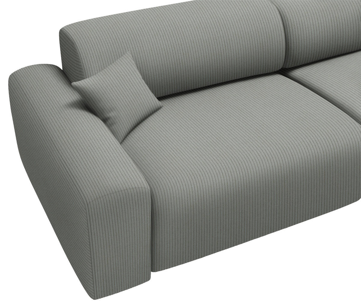 ECKSOFA in Velours, Feincord Hellgrau  292/178 cm  - Hellgrau/Schwarz, Design, Kunststoff/Textil (292/178cm) - home24