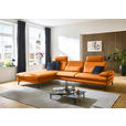 ECKSOFA in Echtleder Orange  195/308 cm  - Schwarz/Orange, Design, Leder/Metall (195/308cm) - Dieter Knoll