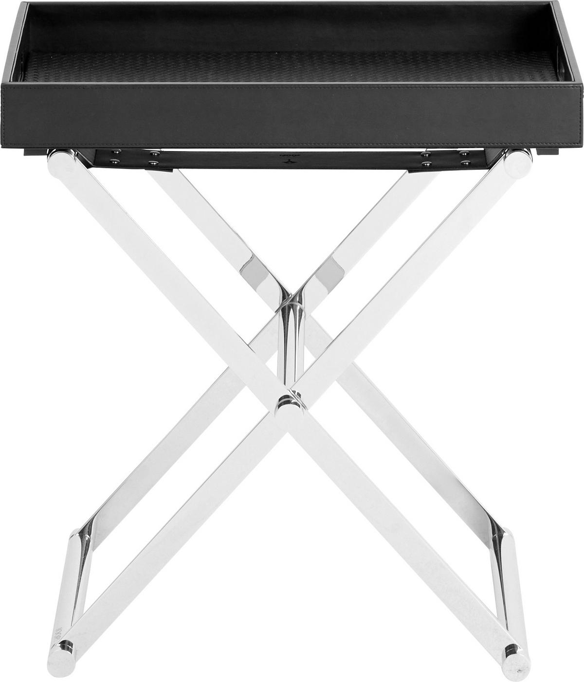 BEISTELLTISCH 52/32/50 cm Schwarz, Chromfarben rechteckig  - Chromfarben/Schwarz, Basics, Textil/Metall (52/32/50cm) - Joop!