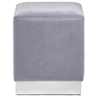 TABURE, kovina, tekstil siva, barve nerjavečega jekla  - barve nerjavečega jekla/siva, Trend, kovina/tekstil (37/44/37cm) - Xora