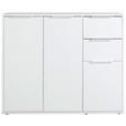 KOMMODE , 106,7/87/35,3 cm, 3 Schublade(n)  - Weiß Hochglanz/Schwarz, Design, Holzwerkstoff/Kunststoff (106,7/87/35,3cm) - Carryhome