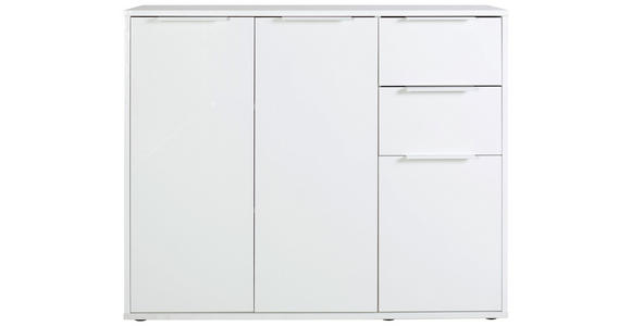 KOMMODE , 106,7/87/35,3 cm, 3 Schublade(n)  - Weiß Hochglanz/Schwarz, Design, Holzwerkstoff/Kunststoff (106,7/87/35,3cm) - Carryhome