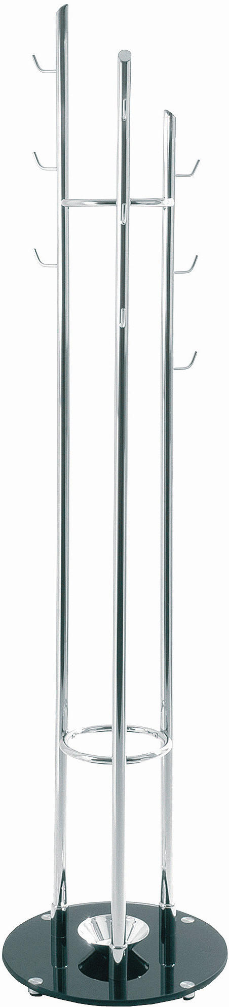 GARDEROBENSTÄNDER in Schwarz, Chromfarben 40/183/40 cm   - Chromfarben/Schwarz, Design, Glas/Metall (40/183/40cm)