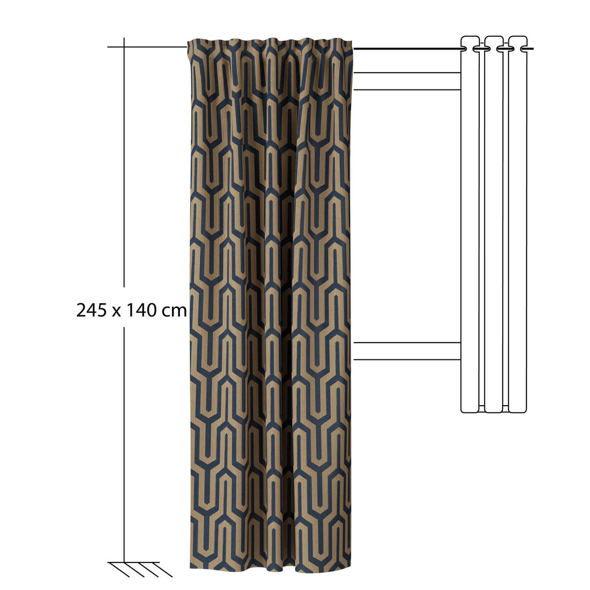 FERTIGVORHANG blickdicht  - Goldfarben/Petrol, Basics, Textil (140/245cm)