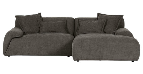 ECKSOFA Dunkelgrau Flachgewebe  - Dunkelgrau/Schwarz, KONVENTIONELL, Kunststoff/Textil (274/174cm) - Carryhome