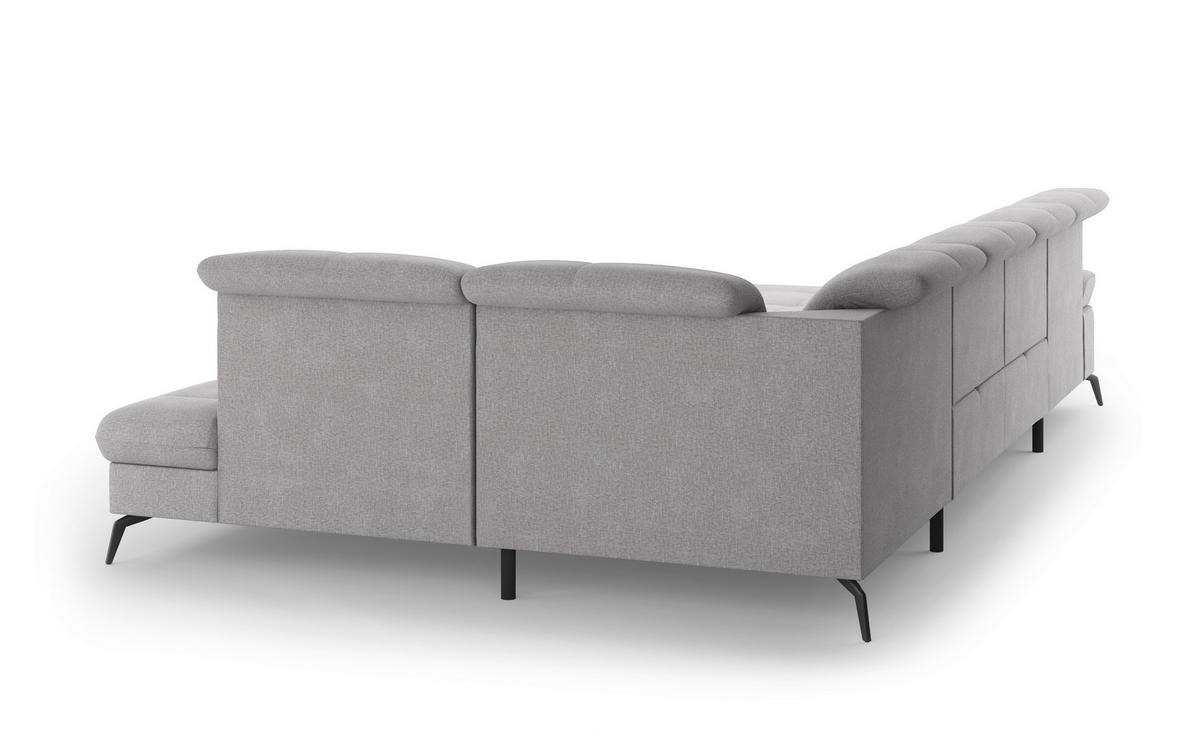 WOHNLANDSCHAFT in Flachgewebe Hellgrau  - Hellgrau/Schwarz, Konventionell, Textil/Metall (185/357/231cm) - Sit & More